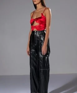 FASHIONABLY LATE FAUX LEATHER RELAXED FIT PANT -akira shop fashionably late faux leather relaxed fit pant black 4 4