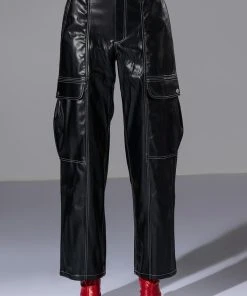 FASHIONABLY LATE FAUX LEATHER RELAXED FIT PANT -akira shop fashionably late faux leather relaxed fit pant black 5 5 c1