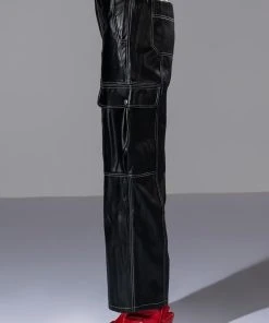 FASHIONABLY LATE FAUX LEATHER RELAXED FIT PANT -akira shop fashionably late faux leather relaxed fit pant black 6 6 c1