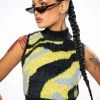 FEELING DANGEROUS SLEEVELESS CROPPED MOCK NECK SWEATER -akira shop feeling dangerous sleeveless cropped mock neck sweater multi 1 1