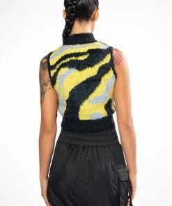 FEELING DANGEROUS SLEEVELESS CROPPED MOCK NECK SWEATER 17 FEELING DANGEROUS SLEEVELESS CROPPED MOCK NECK SWEATER -akira shop feeling dangerous sleeveless cropped mock neck sweater multi 7 7