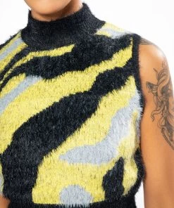 FEELING DANGEROUS SLEEVELESS CROPPED MOCK NECK SWEATER 18 FEELING DANGEROUS SLEEVELESS CROPPED MOCK NECK SWEATER -akira shop feeling dangerous sleeveless cropped mock neck sweater multi 8 8