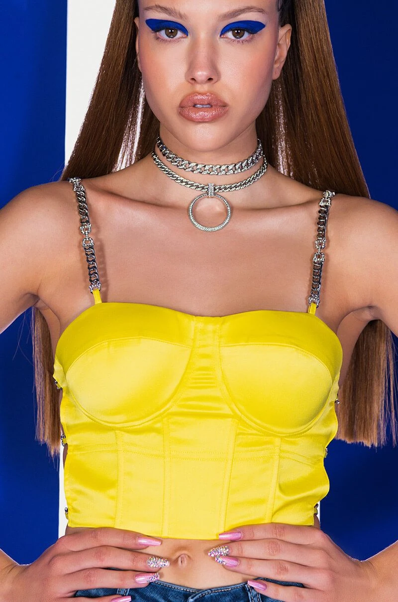 FEELING SPICY RHINESTONE CHAIN SATIN BUSTIER 3 FEELING SPICY RHINESTONE CHAIN SATIN BUSTIER