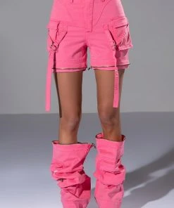 FEELS WIDE LEG CARGO PANT -akira shop feels wide leg cargo pant pink 3 3 c1