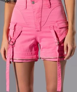 FEELS WIDE LEG CARGO PANT -akira shop feels wide leg cargo pant pink 4 4 c1