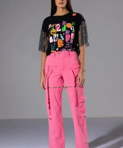 FEELS WIDE LEG CARGO PANT -akira shop feels wide leg cargo pant pink 5 5 c1