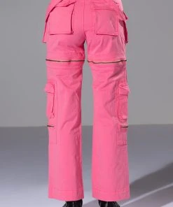 FEELS WIDE LEG CARGO PANT -akira shop feels wide leg cargo pant pink 8 8 c1