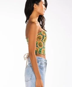 FIELD OF DREAMS BROCADE BUSTIER -akira shop field of dreams brocade bustier brown multi 5 5