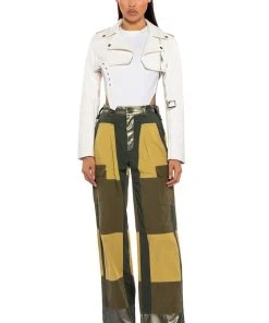 FIRST CHOICE COLOR BLOCKED CARGOS -akira shop first choice color blocked cargos green multi 3 3