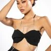 FLASHING LIGHTS RHINESTONE ROPE BRALETTE -akira shop flashing lights chain detail bralette black silver 1 1