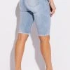 FLEX FIT EXTREME STRETCH DISTRESSED BERMUDA SHORTS -akira shop flex fit extreme stretch distressed bermuda shorts light blue denim 1 1