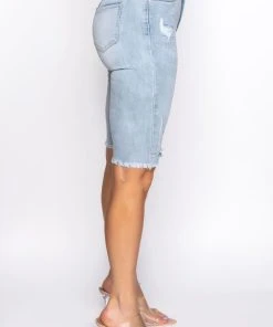 FLEX FIT EXTREME STRETCH DISTRESSED BERMUDA SHORTS 13 FLEX FIT EXTREME STRETCH DISTRESSED BERMUDA SHORTS -akira shop flex fit extreme stretch distressed bermuda shorts light blue denim 5 5