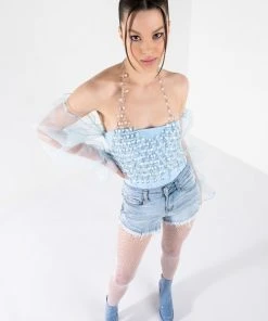 FLEX-FIT HIGH WAISTED SUPER STRETCHY DENIM SHORTS -akira shop flex fit extreme stretch high waisted denim shorts light blue denim 8 8