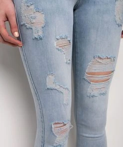 FLEX-FIT EXTREME STRETCH HIGH WAISTED DISTRESSED SKINNY JEANS -akira shop flex fit extreme stretch high waisted distressed skinny jeans light blue denim 8 8