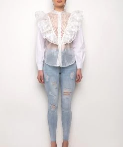 FLEX-FIT EXTREME STRETCH HIGH WAISTED DISTRESSED SKINNY JEANS -akira shop flex fit extreme stretch high waisted distressed skinny jeans light blue denim 9 9