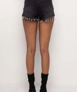 FLEX-FIT HIGH WAISTED SUPER STRETCHY DENIM SHORTS -akira shop flex fit high waisted super stretchy denim shorts black grey 9 9