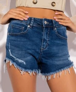FLEX-FIT HIGH WAISTED SUPER STRETCHY DENIM SHORTS -akira shop flex fit high waisted super stretchy denim shorts medium blue denim 2 2