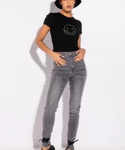 FLEX-FIT HIGH WAISTED SUPER STRETCHY SKINNY JEANS -akira shop flex fit high waisted super stretchy skinny jeans black grey 4 4