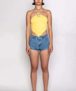 FLORENCE RHINESTONE CUT OUT DENIM SHORT -akira shop florence rhinestone cut out denim short medium blue denim 8 8