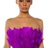 FLY AWAY FEATHER TUBE TOP -akira shop fly away feather tube top dark purple 1 1