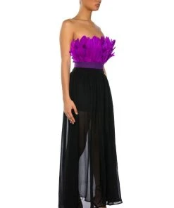 FLY AWAY FEATHER TUBE TOP -akira shop fly away feather tube top dark purple 4 4