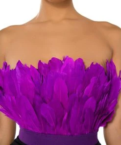 FLY AWAY FEATHER TUBE TOP -akira shop fly away feather tube top dark purple 7 7