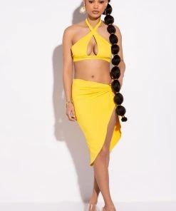 FLY GAL CUTOUT HALTER CROP TOP 10 FLY GAL CUTOUT HALTER CROP TOP -akira shop fly gal cutout halter crop top yellow 2 2