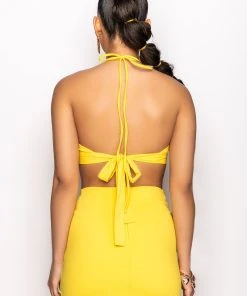 FLY GAL CUTOUT HALTER CROP TOP 13 FLY GAL CUTOUT HALTER CROP TOP -akira shop fly gal cutout halter crop top yellow 5 5