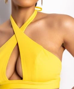 FLY GAL CUTOUT HALTER CROP TOP 14 FLY GAL CUTOUT HALTER CROP TOP -akira shop fly gal cutout halter crop top yellow 6 6