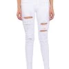 FOLLOW MY LEAD DESTROYED HIGH RISE SKINNY JEANS -akira shop follow my lead destroyed high rise skinny jeans white 1 1