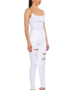 FOLLOW MY LEAD DESTROYED HIGH RISE SKINNY JEANS -akira shop follow my lead destroyed high rise skinny jeans white 4 4