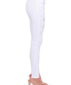 FOLLOW MY LEAD DESTROYED HIGH RISE SKINNY JEANS -akira shop follow my lead destroyed high rise skinny jeans white 6 6