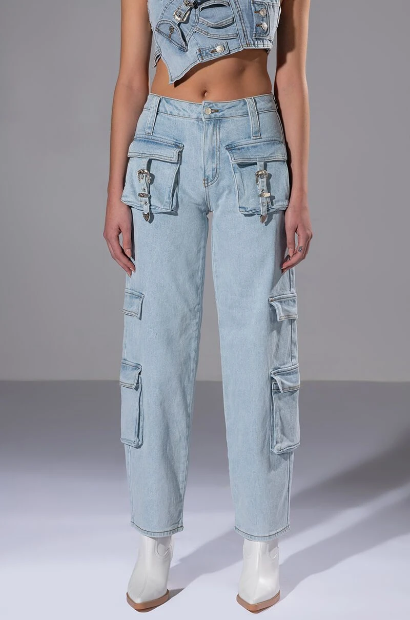 FOR REAL BUCKLE DETAIL RELAXED FIT JEANS 3 FOR REAL BUCKLE DETAIL RELAXED FIT JEANS