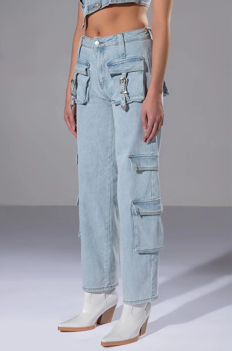 FOR REAL BUCKLE DETAIL RELAXED FIT JEANS 4 FOR REAL BUCKLE DETAIL RELAXED FIT JEANS - Image 2