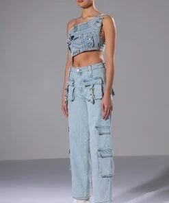 FOR REAL BUCKLE DETAIL RELAXED FIT JEANS 17 FOR REAL BUCKLE DETAIL RELAXED FIT JEANS -akira shop for real buckle detail relaxed fit jeans light blue 4 4 c1