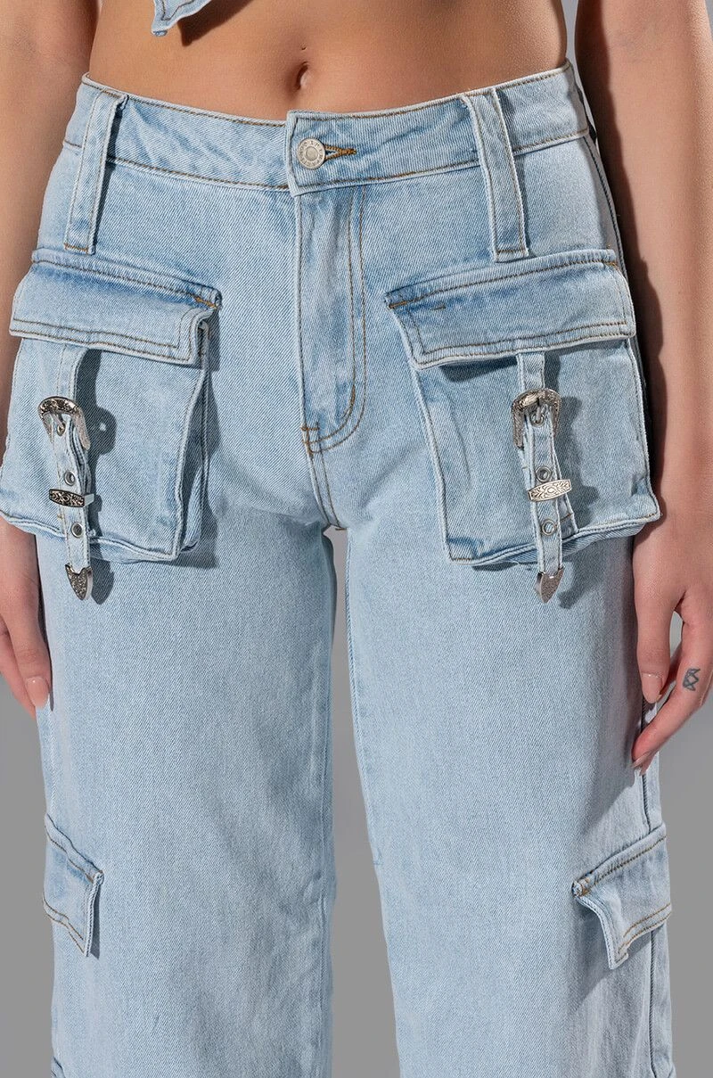 FOR REAL BUCKLE DETAIL RELAXED FIT JEANS 8 FOR REAL BUCKLE DETAIL RELAXED FIT JEANS - Image 6