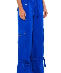 FRENCHY WIDE LEG CARGO PANT -akira shop frenchy wide leg cargo pant royal blue 5 5