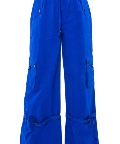 FRENCHY WIDE LEG CARGO PANT -akira shop frenchy wide leg cargo pant royal blue 8 8