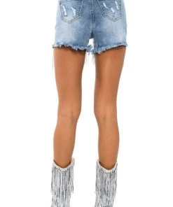 FRESH OUT THE RUNWAY RHINESTONE DENIM SHORT -akira shop fresh out the runway rhinestone denim short light blue 10 10
