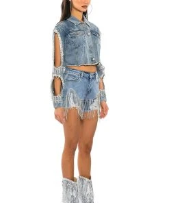 FRESH OUT THE RUNWAY RHINESTONE DENIM SHORT -akira shop fresh out the runway rhinestone denim short light blue 6 6 c1