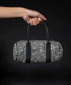 FTW RHINESTONE CYLINDER PURSE -akira shop ftw rhinestone cylinder purse silver 1 1