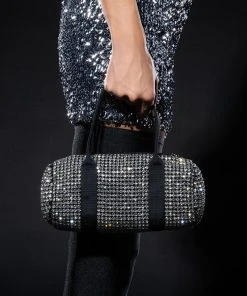 FTW RHINESTONE CYLINDER PURSE -akira shop ftw rhinestone cylinder purse silver 2 2 c1