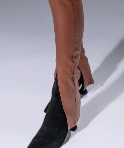 FULL OF SECRETS SPLIT FRONT TROUSER -akira shop full of secrets split front trouser brown 8 8