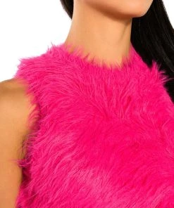 FUZZY MOOD SLEEVELESS TOP -akira shop fuzzy mood sleeveless top fuchsia 6 6