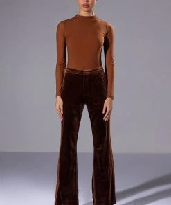 GABRIELLE VELVET FLARE TROUSER -akira shop gabrielle velvet flare trouser brown 7 7