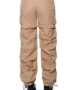 GET DOWN RUCHED PARACHUTE PANT -akira shop get down ruched parachute pant taupe 7 7