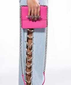 GET LIT PINK KNUCKLE CROSSBODY PURSE -akira shop get lit pink knuckle crossbody purse pink 1 1