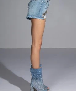 GLAMOROUS LIFE RHINESTONE JEAN SHORTS 13 GLAMOROUS LIFE RHINESTONE JEAN SHORTS -akira shop glamorous life rhinestone jean shorts medium blue denim 5 5
