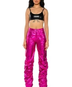 GLIMPSE OF MAGIC RELAXED METALLIC PANT -akira shop glimpse of magic relaxed metallic pant fuchsia 3 3