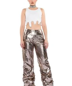 GLIMPSE OF MAGIC RELAXED METALLIC PANT -akira shop glimpse of magic relaxed metallic pant gold 3 3